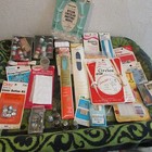 LARGE MIXED LOT OF VINTAGE SEWING SUPPLIES. SCOVIL, BATES, WRIGHTS, DRITZ, MORE