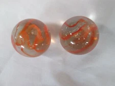 2 BOULDER 1 3/8 INCH 35MM RED WATERMELON BY VACOR / MEGA MARBLES