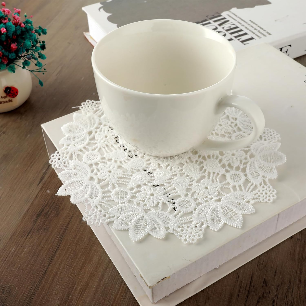 White Vintage Crochet Doilies 6 Inches round Cotton Handmade Lace