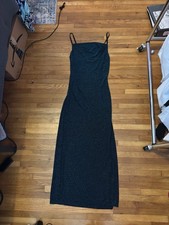 Windsor Women’s Blue Halter Glitter Spaghetti Strap Sleeveless Maxi Dress L