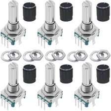 6pcs EC11 360° Rotary Encoder with Push Button 5-Pin Knob Arduino US