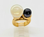 VTG 1970 CHRISTIAN DIOR SIGNED GERMANY GOLDTONE ONYX & MOONSTONE RING SZ 5 1/2 — photo 2