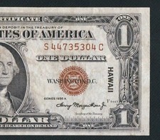 BEAUTIFUL RARE S-C BLOCK 1935A $1 HAWAII NOTE!! NO PINHOLES OR TEARS 