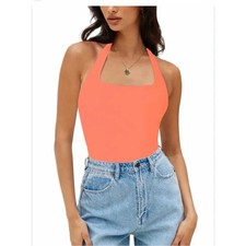 Berryou coral halter bodysuit seamless size small NT