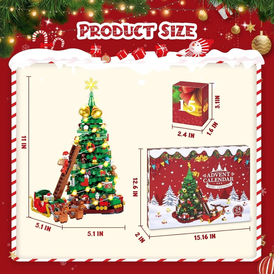 Advent Calendar 2025 - Christmas Tree Building Block Set, 1011 Pieces Christmas  - Image 4 of 4