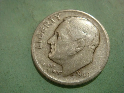 1948 S Roosevelt Dime Semi Key Date Silver album filler, actual coin in photo