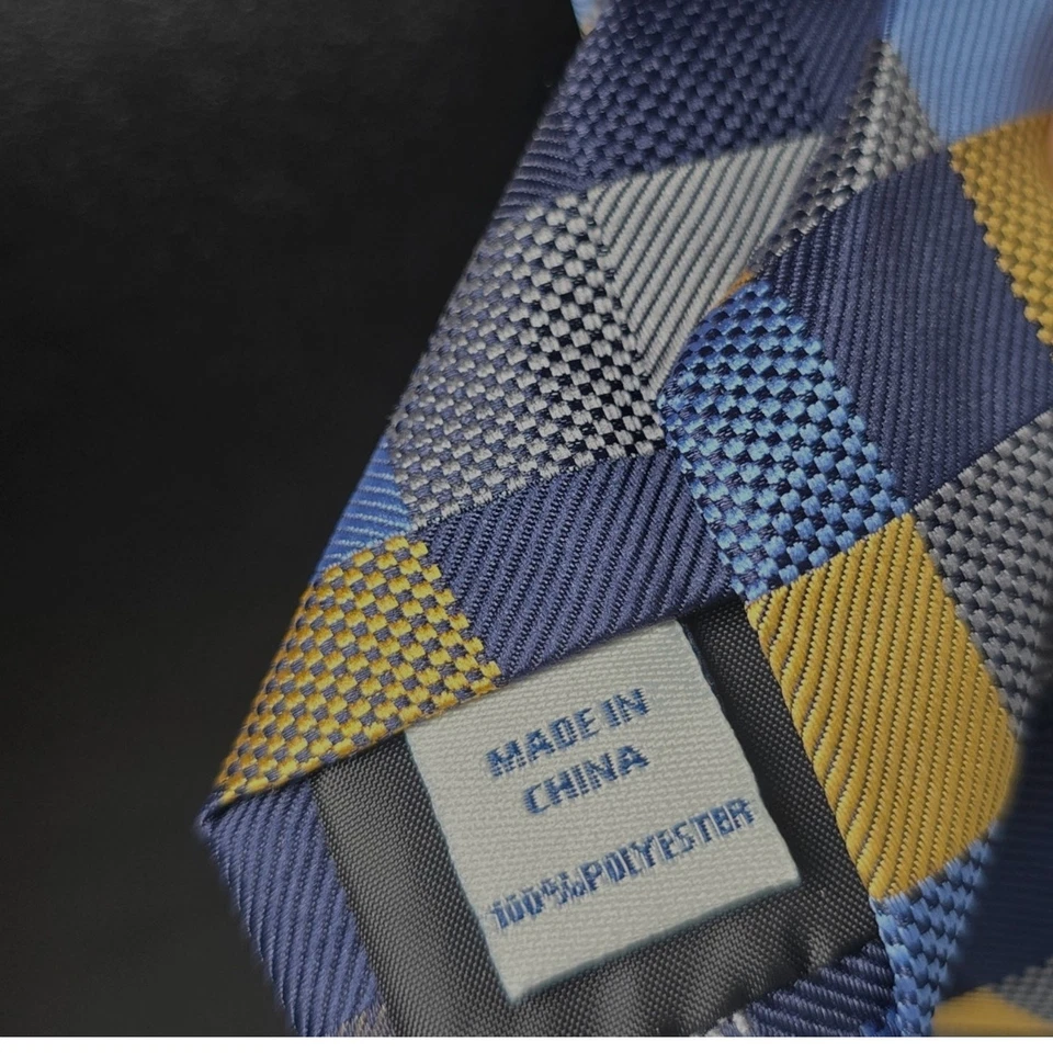 Gravata Croft & Barrow nova com etiquetas ouro escuro e azul - Imagem 4 de 4