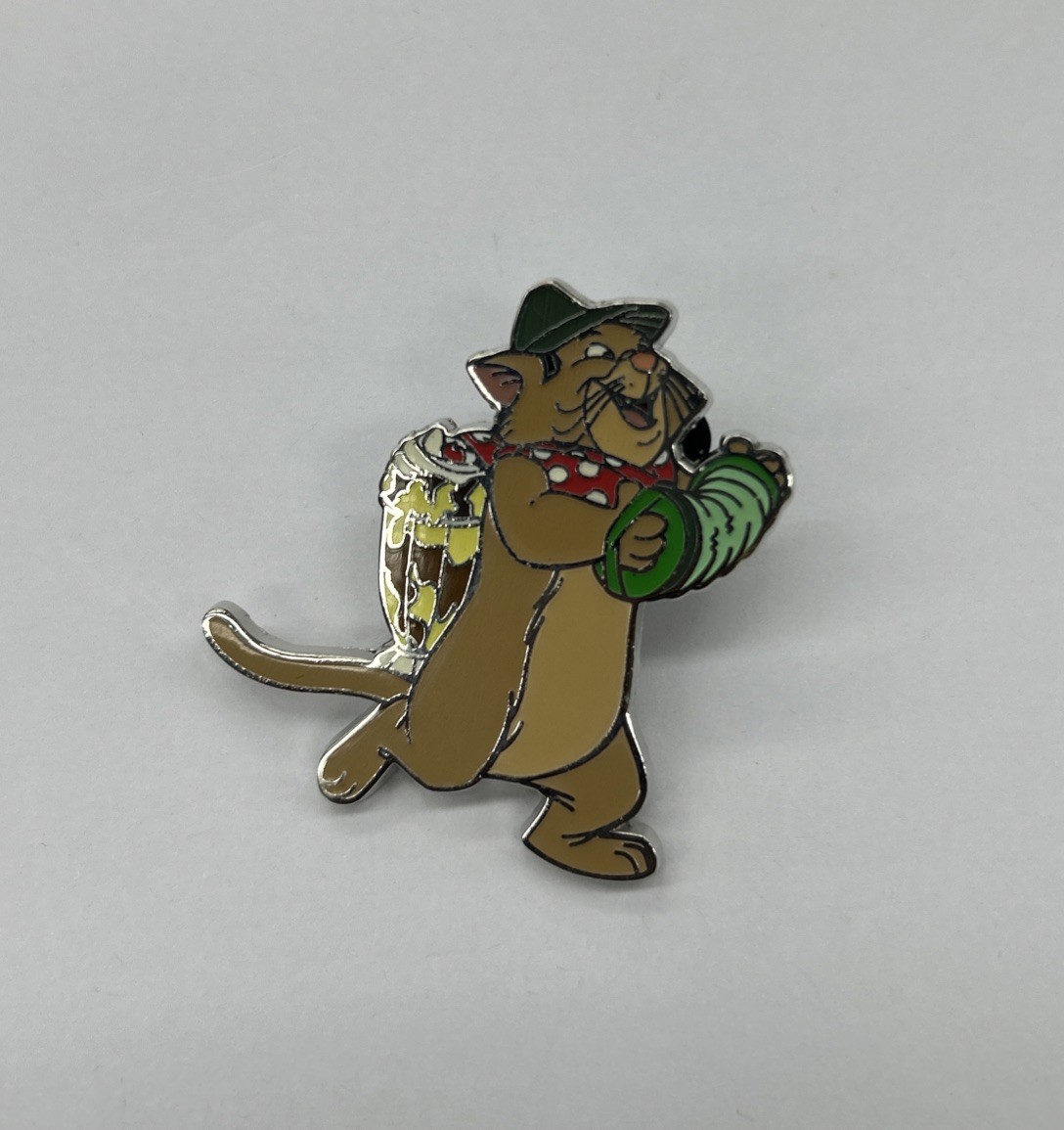 Aristocats Peppo Italian Cat w green acordian enamel pin Hard To Find