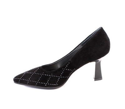 ou Vernissage 73940 Black Suede Leather Pointy Heel Pumps 38 / US 8