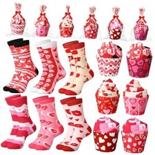 6 Pairs Valentine's Day Cupcake Socks Gifts Heart Socks for Women Heart Style 3