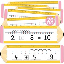26 Pack Pencil Shape Number Line Dry Erase Boards Cards, 14"x4", Double-Sided...