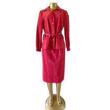 Neiman Marcus Abe Schrader Vintage Faux Suede 2 Piece Jacket Skirt Set Size 14