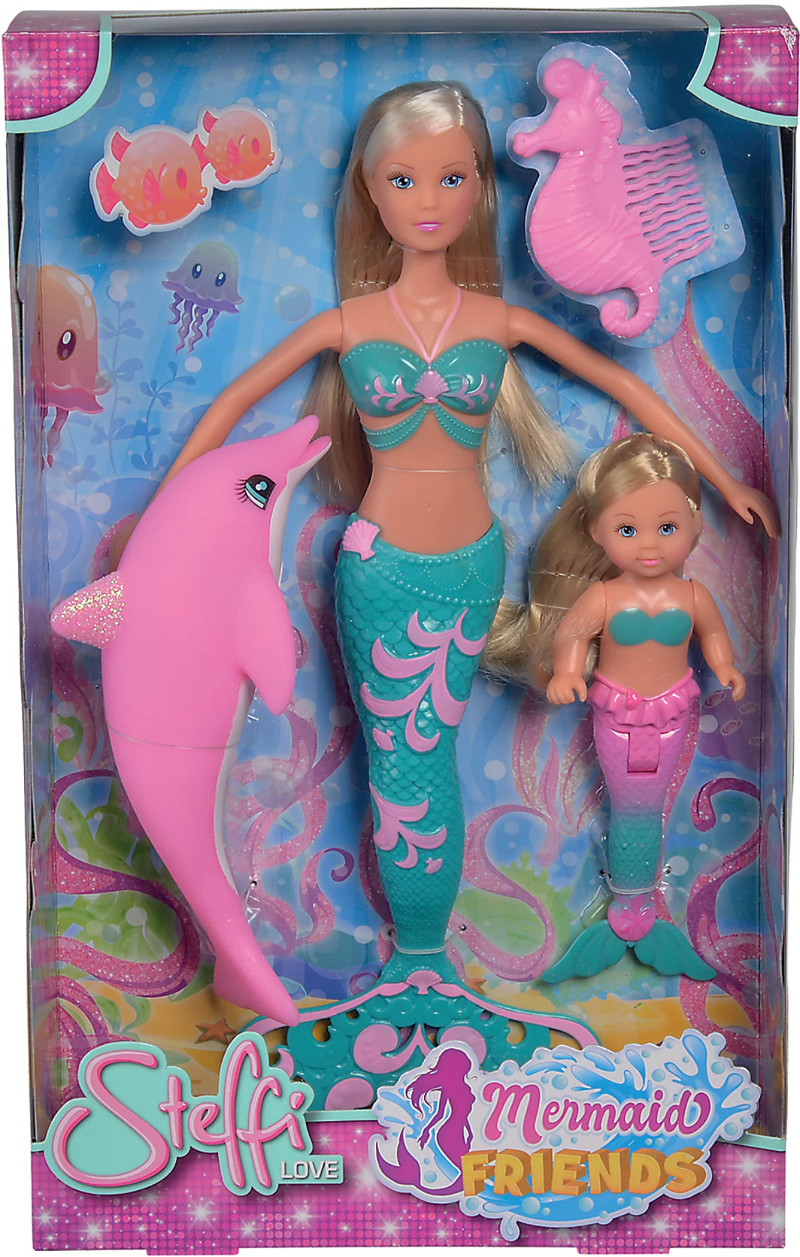 Poupée Steffi avec dauphin rose de 29 cm pour le bain des enfants