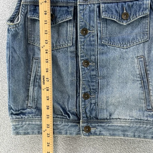 Agile Denim Mens Vest Medium M Blue Chaleco Button Up Collared Outdoor  image 5