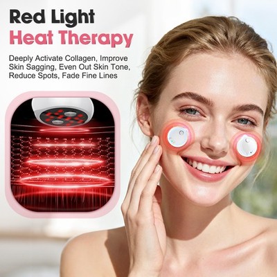 2in1 Electric Facial & Eye Beauty Massager EMS with Gel Patch Red Light Therapy