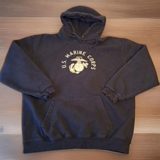 USMC Black Logo Hoodie Medium Marines Military USA Americana Corps
