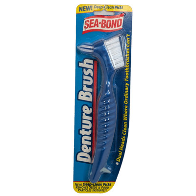 Sea-Bond Denture Brush Vintage Dual Head Deep Clean with Pick