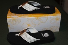 Yellow Box Flip Flop Sandals White Brown Black Women's Size 8.5