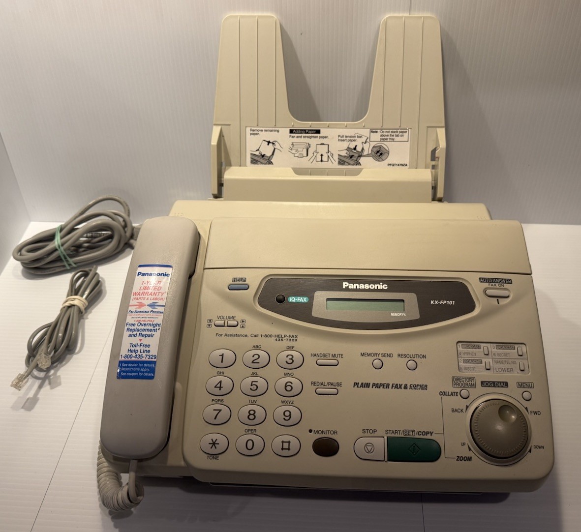 Panasonic KX-FP101 Plain Paper Fax Machine Copier Phone Bundle - Tested Works