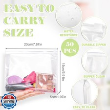 Xuniea 50 Pcs Mini Clear Makeup Bag Small Clear Zipper Pouch Travel Plastic C...