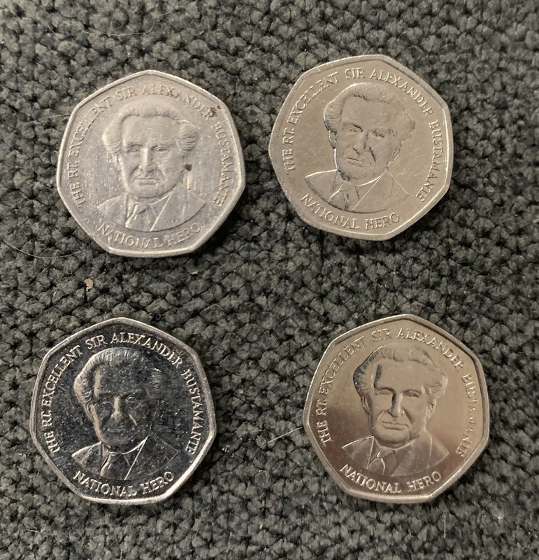 Lot of 4 Jamaica $1 Coins 1995 1996 1998 1999 Sir Alexander Bustamante