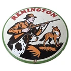 Vintage Remington Firearms Sign - Dogs Hunting Gas Pump Porcelain Dealer Sign