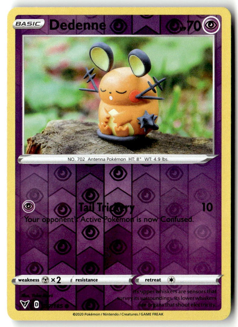 Dedenne 077/185 Common SWSH04: Vivid Voltage Pokemon Reverse Holofoil Near Mint