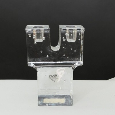 NWOT Dansk Brutalist Double Taper Candle Holder Ice Bubbles Knick On The Bottom