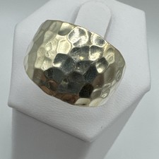 Signed 925 Sterling Silver Modernist Hammered Ring Size 9