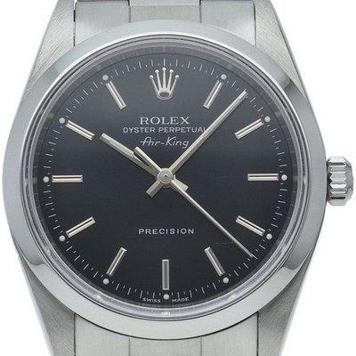 ROLEX Air King 14000M(K) Edelstahl Herrenuhr schwarz GEBRAUCHT