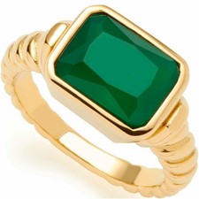 Leonardo Jewels Ring 19 Susa Fingerring Schmuck Edelstahl IP Gold Glas Grün