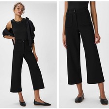 QUINCE Ultra-Stretch Ponte Cropped Wide Leg Pants Black Sz 10 {3M27}