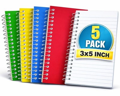 1InTheOffice Wirebound Spiral Memo Books, Memo Pads, 3'' x 5'', College Ruled, ...