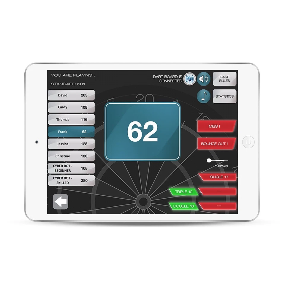 CARROMCO SMARTNESS ELEKTRO DARTBOARD TURBO CHARGER 4.0 App 2-Loch Dartscheibe - Bild 4 von 4