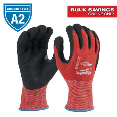 Large Red Nitrile Level 2 Cut Resistant Dipped Work Gloves