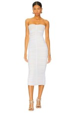 Nookie Zen Mesh Midi Dress in White Small New Womens Strapless Tube Ruched