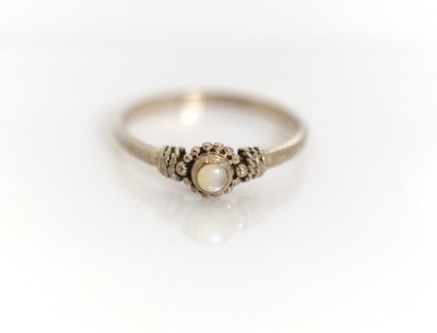 Vintage 925 Sterling Silver Ladies Ring Wreath Flower, Size 54
