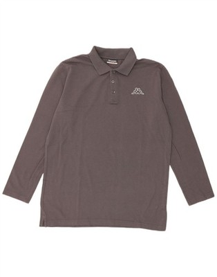 Kappa Mens Long Sleeve Polo Shirt Large Grey Cotton BI17