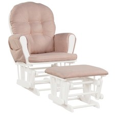 Baby Nursery Relax Rocker Rocking Chair Glider  Ottoman Set w/ Cushion Pink