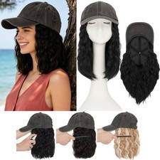 Fluffy 8in Women Curly Hat Wig Baseball Hat With Synthetic Hair Baseball Cap Wig