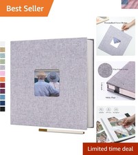Exquisite Large Linen Photo Album - Self-Adhesive Scrapbook for 4x6  8x10 Pi...