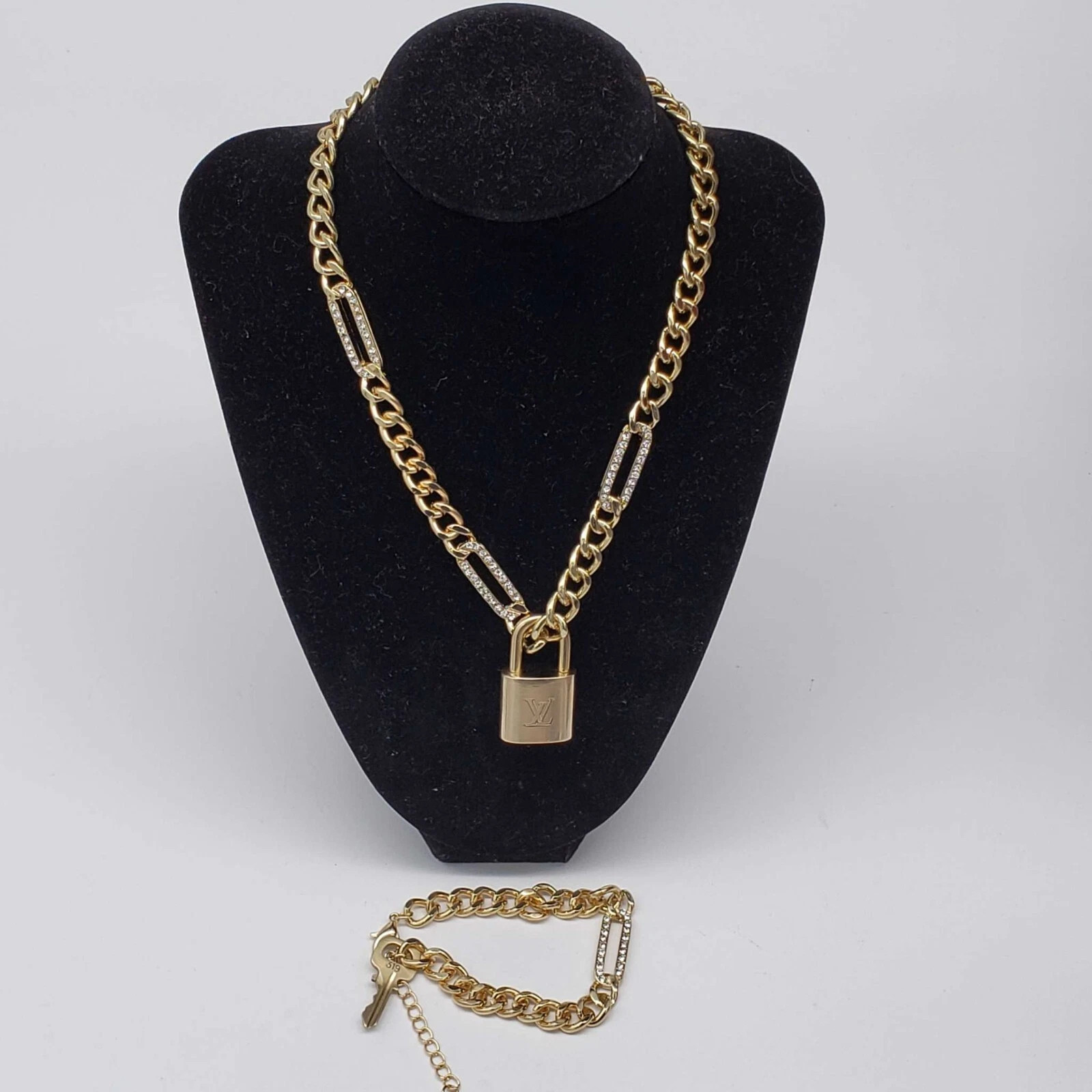 Gold-Plated Necklace with Authentic Louis Vuitton Padlock