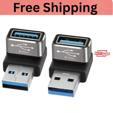 90 Degree USB 3.0 Adapter 2 Pack, Up and Down Right Angle USB A Male to Female