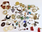 Large Lot Vintage Costume Jewelry - Mixed Earrings, Bracelet, Cameos, Rhinestone