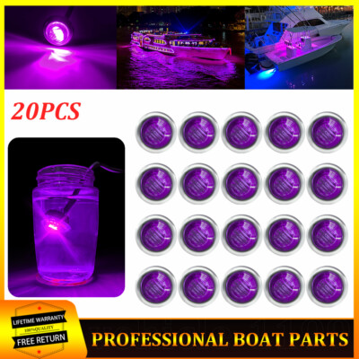 20x Round Marine Boat Deck Courtesy Lights Purple LED Stern Stair Garden Light