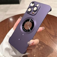 For iPhone 17 Pro Max 16 15 Frameless Slim Plating Mag Safe Case with Lens Film