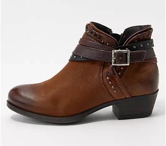 Miz Mooz Wide Width Studded Ankle Boots-Booker-Hazelnut-EU36