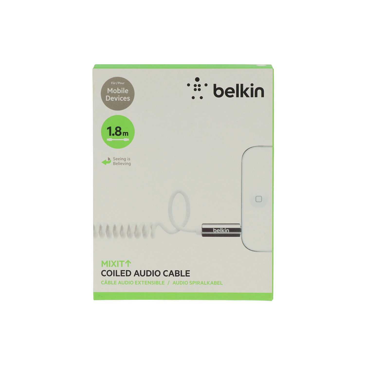 Спиральный аудиокабель Belkin Klinkenanschluss 1,8м, кабель 3,5 мм, диаметр 3,5 мм
