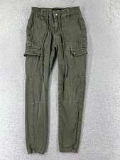 Amost Famous Pants Womens 3 Green Army Cargo Tapered Elastic Hem Cotton Blend