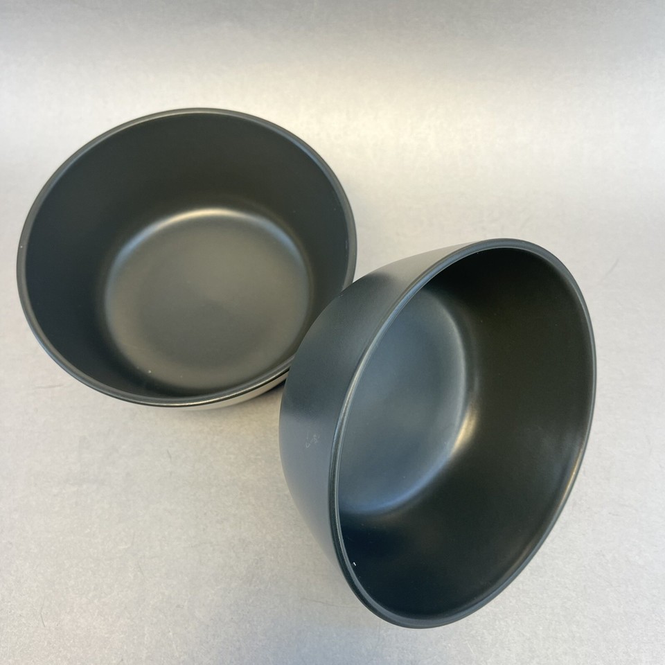IKEA Stoneware Pair Of Soup Cereal Bowls 5.5” Fargrik Dark Gray 12011